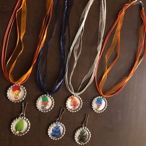 Awesome handmade trollz set 4 necklaces 3 zippulls